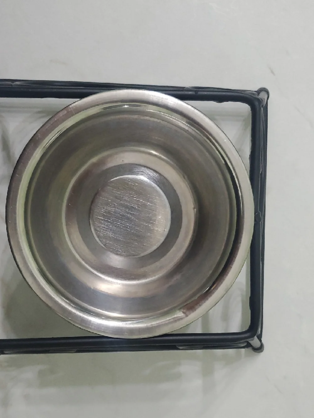 Elevated Double Stainless Steel Pet Bowls in Black Iron Stand